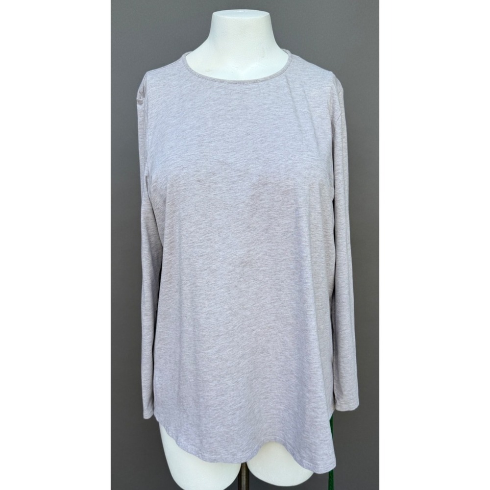Pure J Jill Top Large‎ Gray Pima Cotton Crew Neck Tunic Long Sleeve Tee Capsule